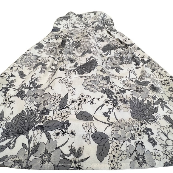 OLD NAVY Strapless Gray & White Floral Midi Party Strapless Dress, Size 6 - Picture 4 of 16
